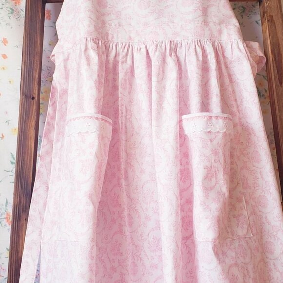 Pink Apron Dress, Vintage Style Cottage Apron - Picture 2 of 4